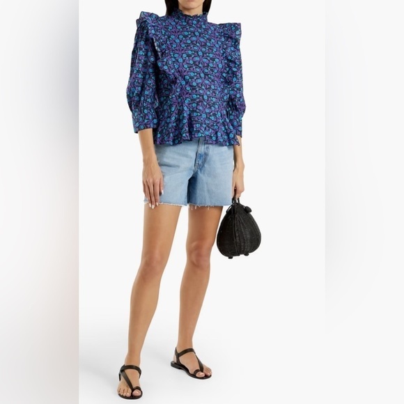 Rhode Sylvie ruffle poplin cotton blouse in lavender lilac NWOT - Picture 6 of 6